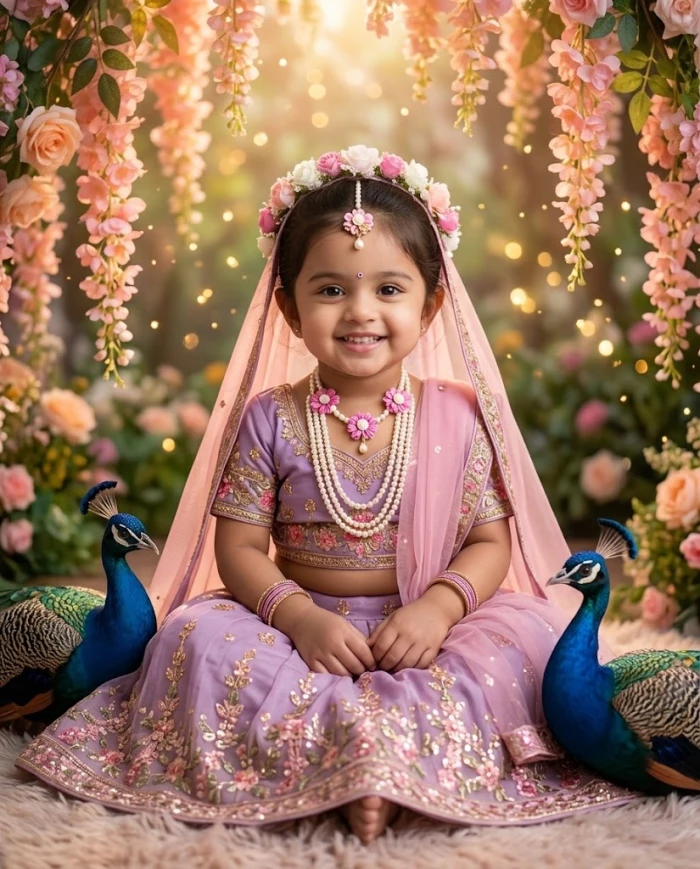 Baby Radha Among Peacocks sample