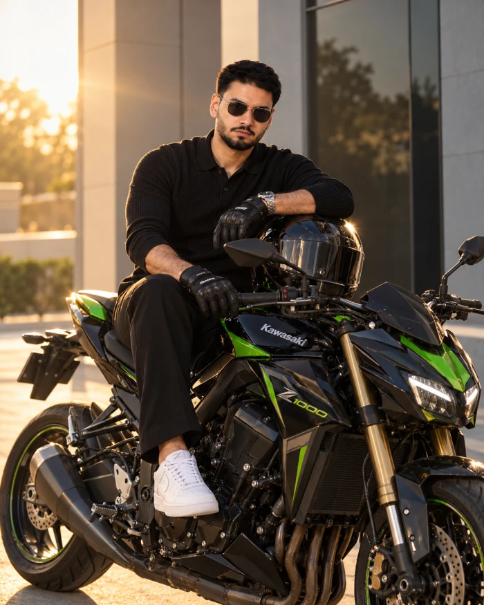 Black Kawasaki Street-Style Portrait sample