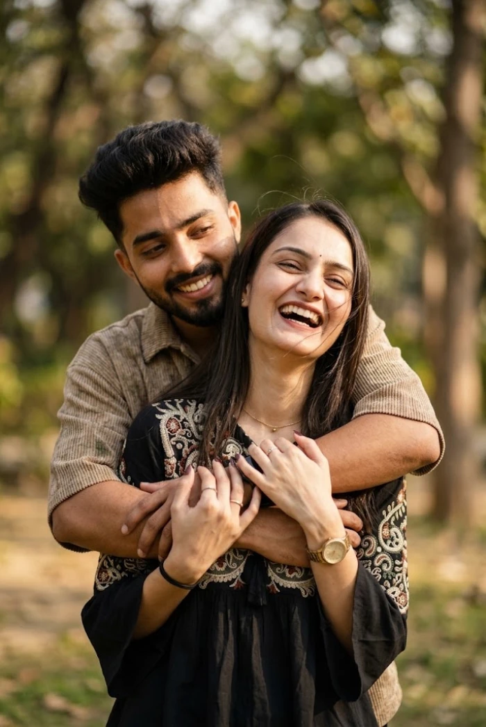 Candid Back-Hug Couple Portrait sample