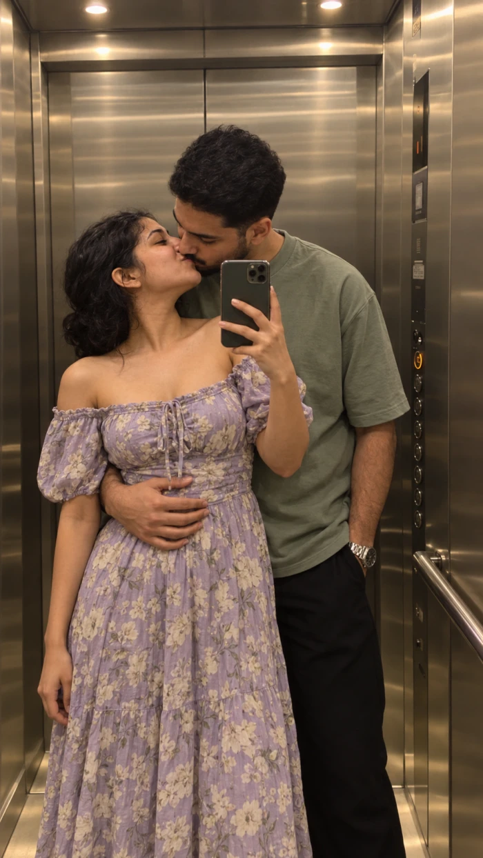 Candid Elevator Couple Moment sample