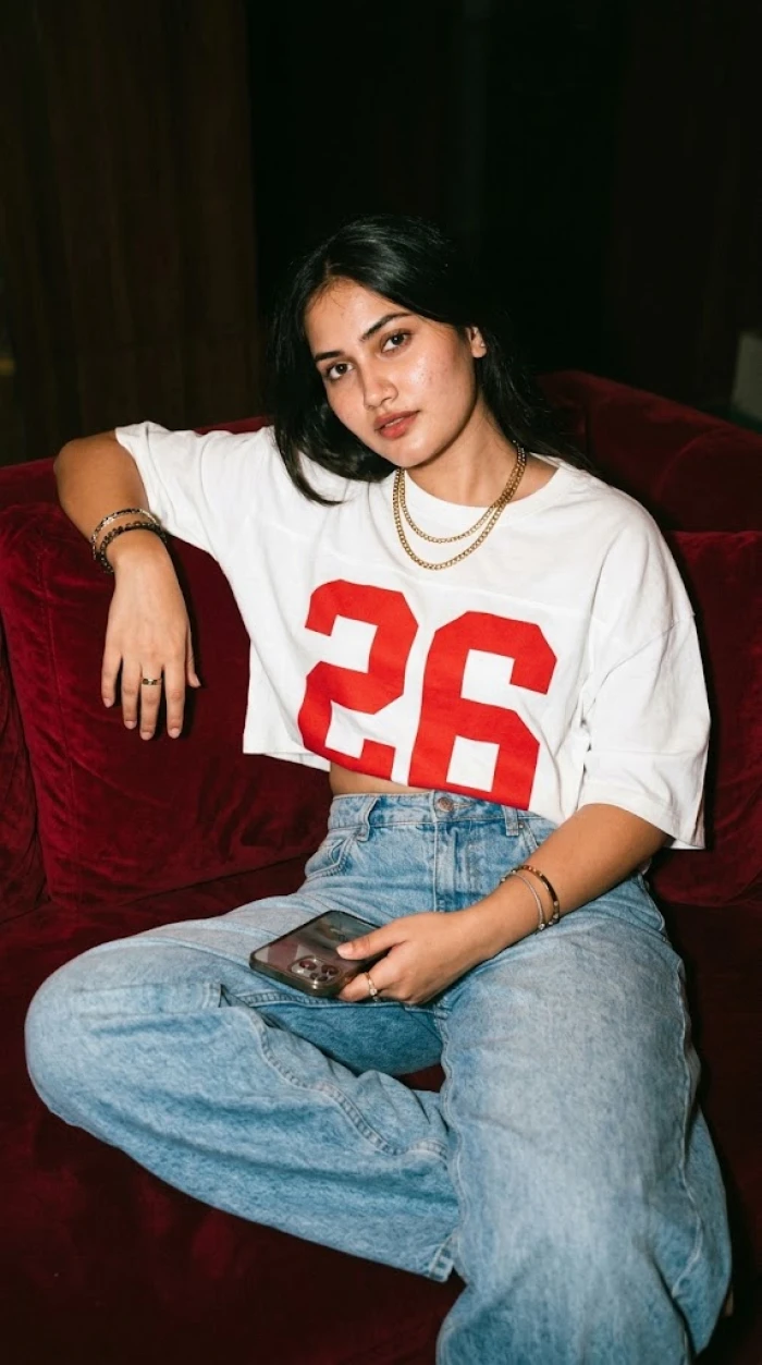 Candid Low-Light Couch Portrait sample