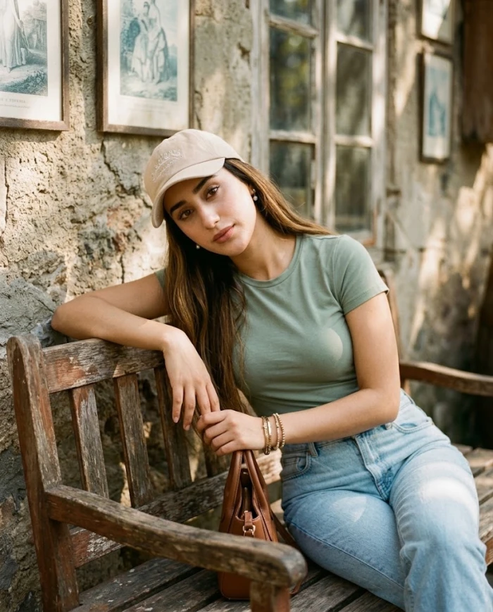 Candid Vintage Bench Portrait sample