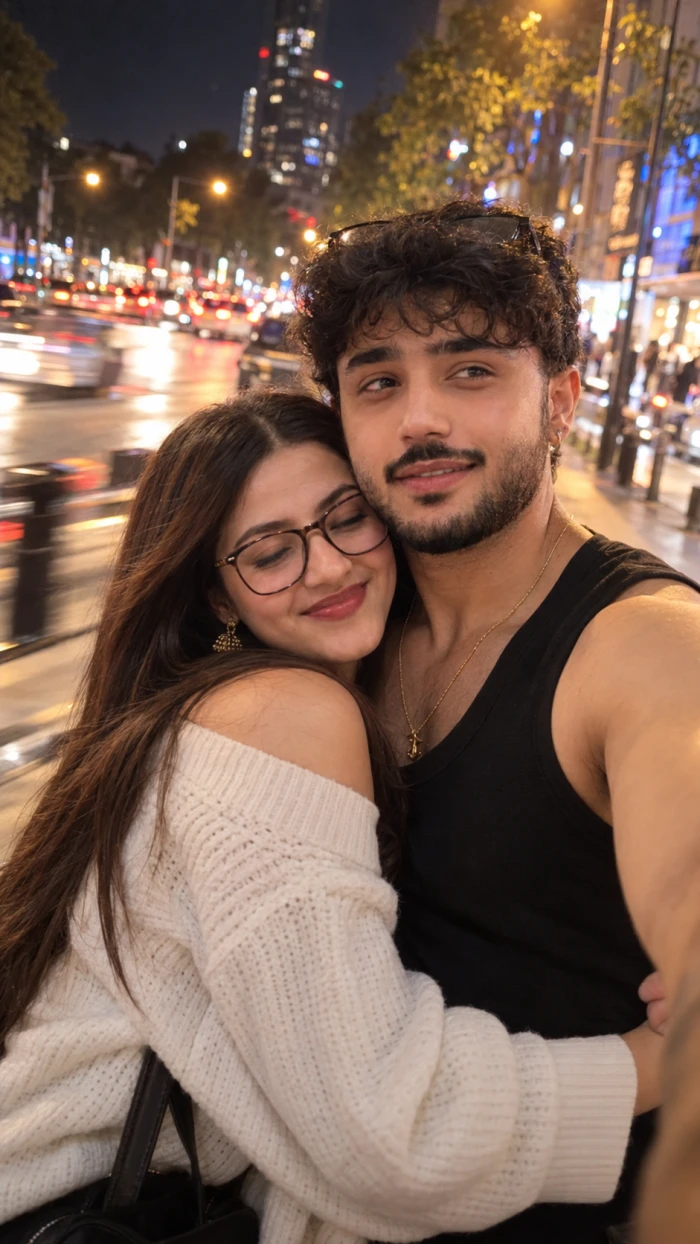 Cheek-to-Cheek City Night Portrait sample