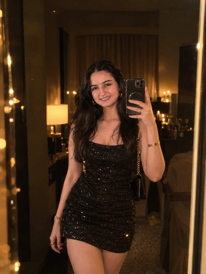Cinematic Black Dress Night Portrait sample