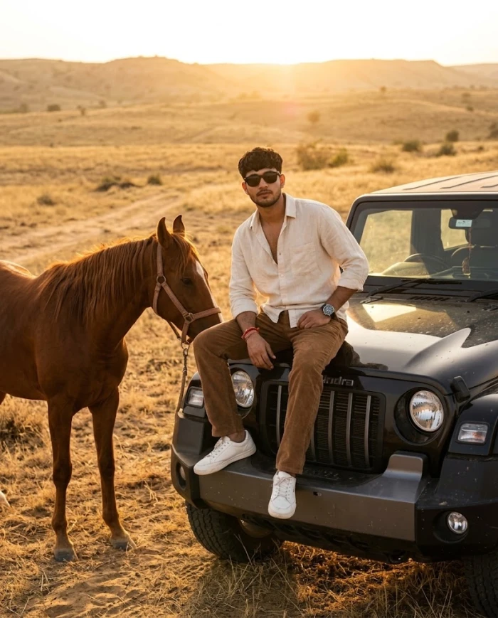 Cinematic Desert Safari Portrait sample