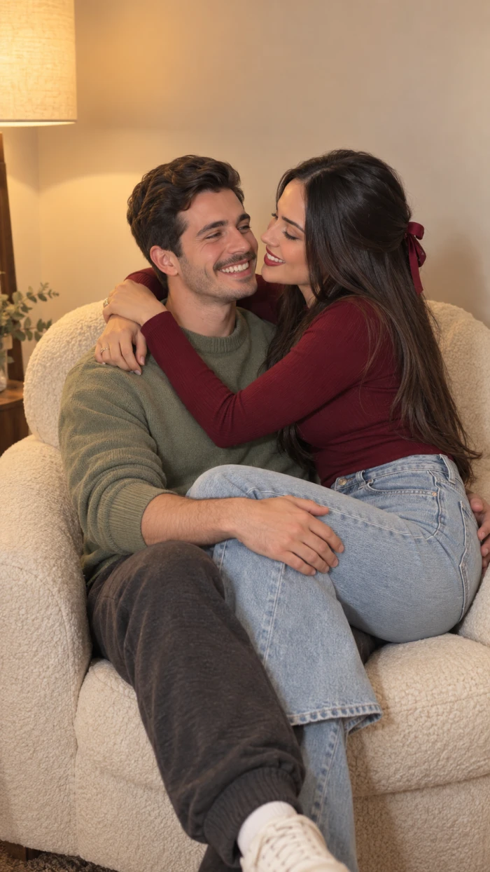 Cozy Armchair Couple Portrait sample