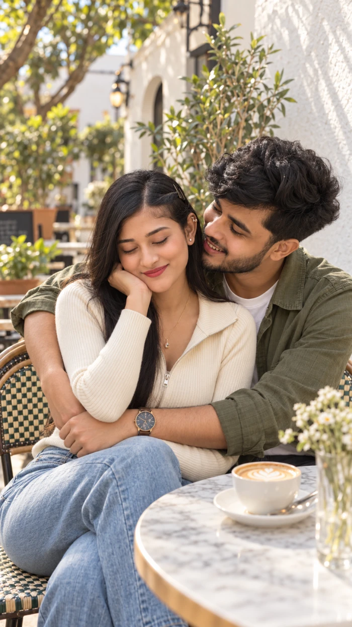 Cozy Cafe Couple Portrait sample