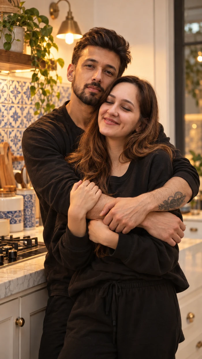 Cozy Kitchen Couple Moment sample
