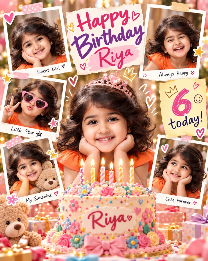 Cute Birthday Scrapbook Photo Collage sample