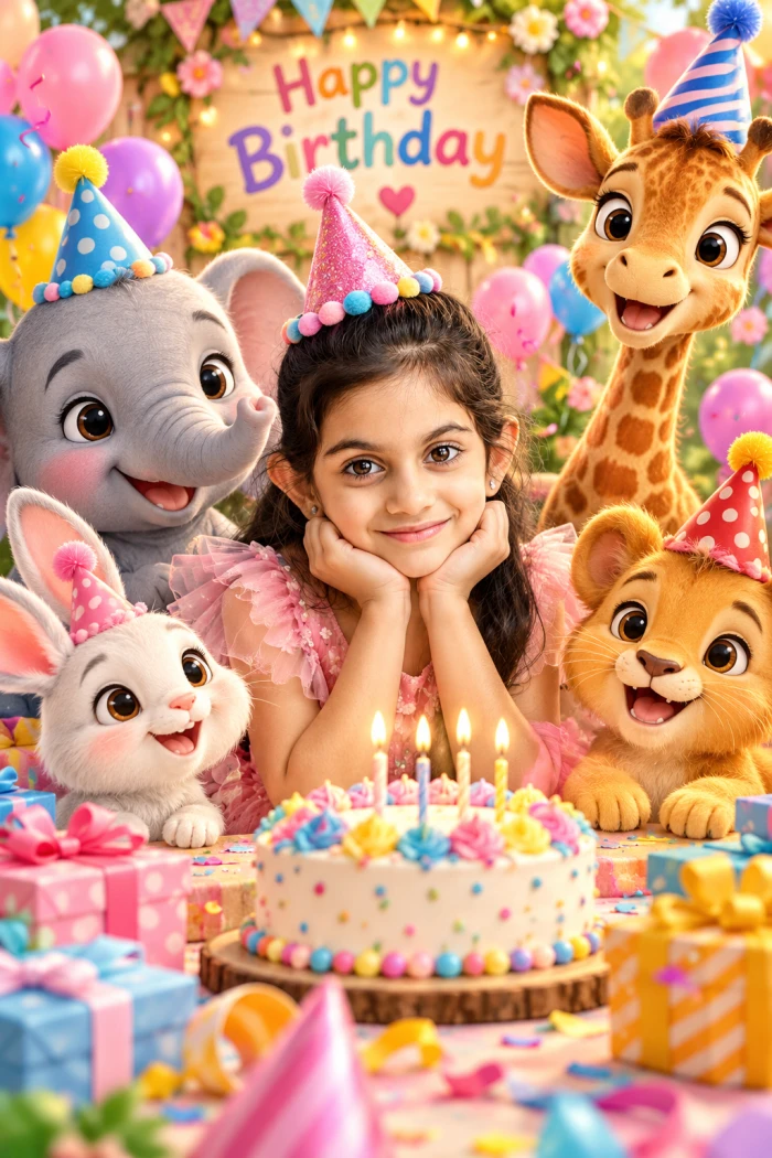 Cute Cartoon Animal Birthday Party Look sample
