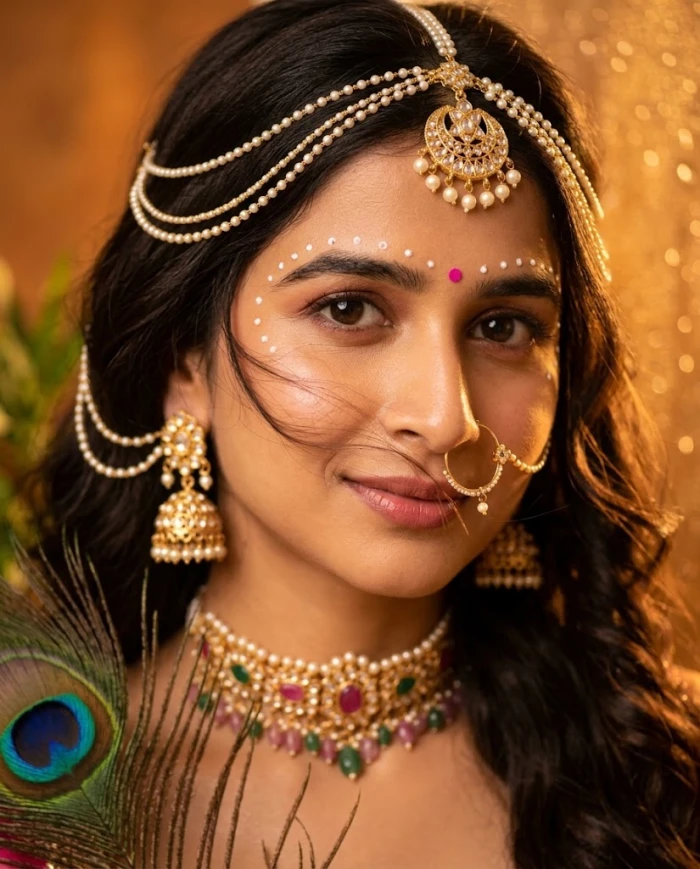 Divine Radha Rani Close-Up Portrait