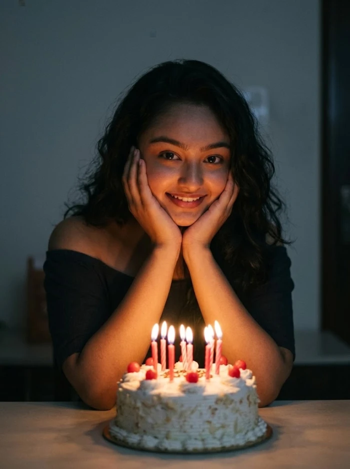Dreamy Candlelit Birthday Portrait sample