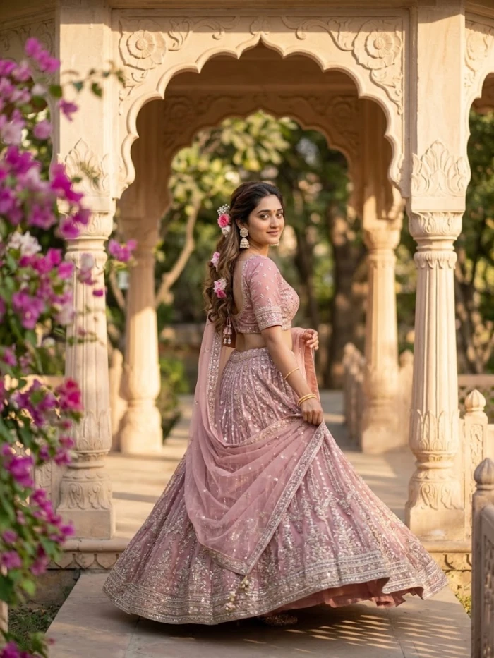 Dusty Rose Lehenga Portrait