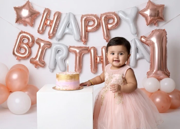 Elegant 1st Birthday Studio Photoshoot sample