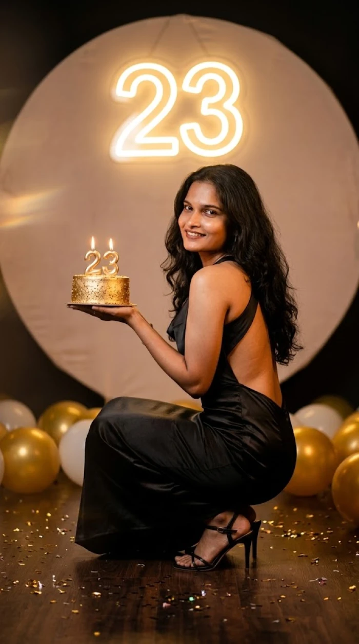 Elegant Black Gown Birthday Portrait sample