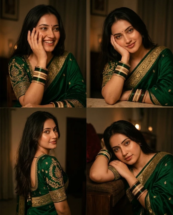 Emerald Saree in Candlelight sample