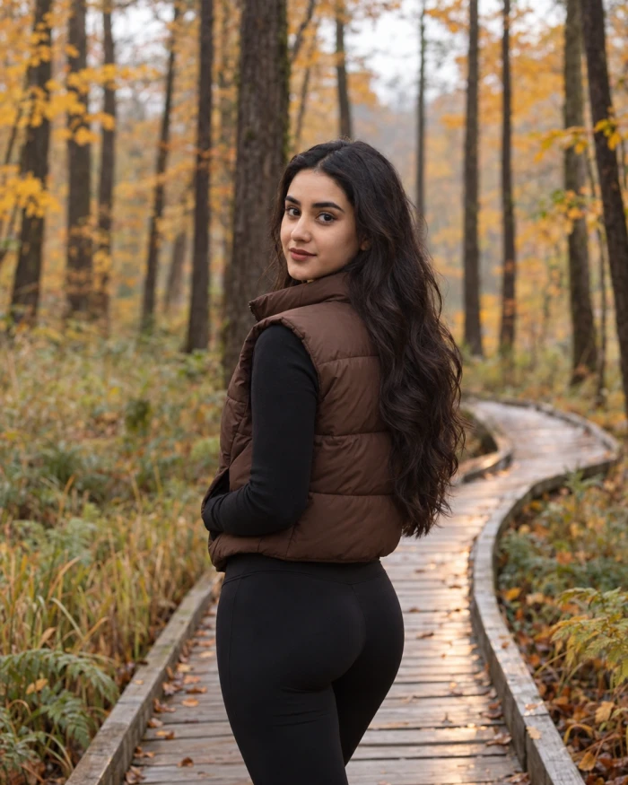 Golden Forest Walk Aesthetic Look