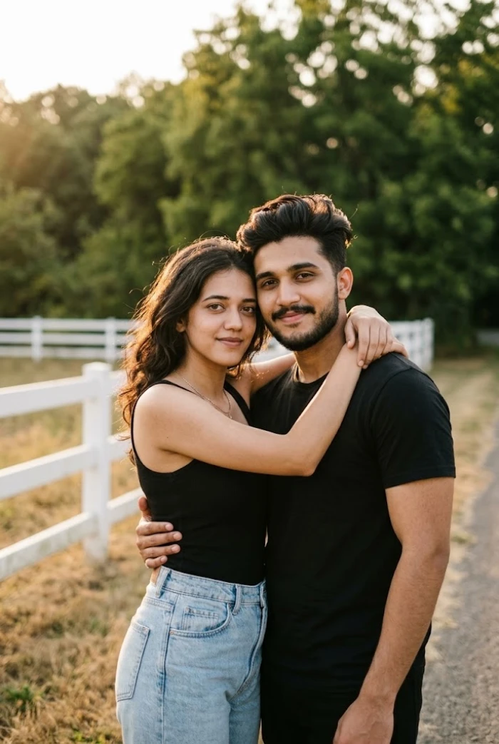 Golden Hour Countryside Couple Portrait sample