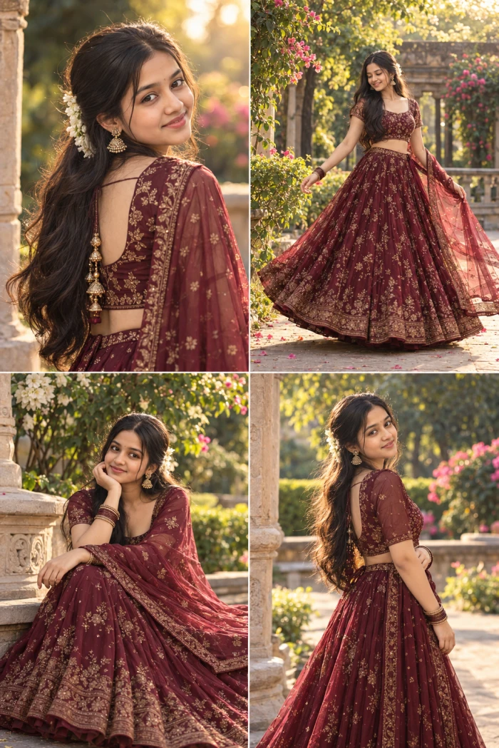 Golden Hour Lehenga Portrait Collage