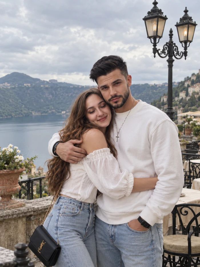 Italian Lakeside Couple Portrait