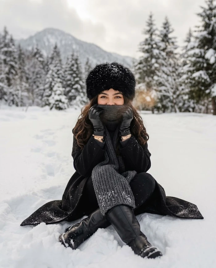 Luxury alpine snow portrait sample