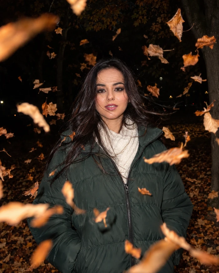 Midnight Autumn Leaves Portrait sample