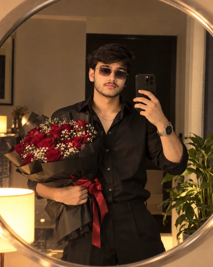 Midnight Roses Luxury Mirror Selfie Portrait sample