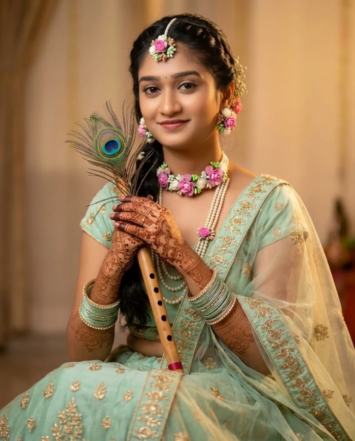 Mint-Green Radha Rani Portrait sample