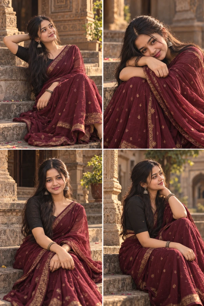 Mulberry Saree Courtyard Portrait sample