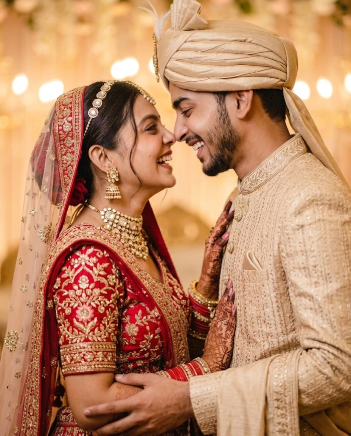 Playful Wedding Romance Close-Up Portrait