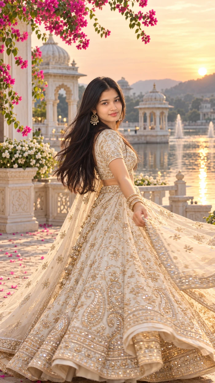 Regal Off White Lehenga Portrait sample