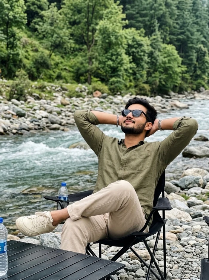 Riverside Camping Travel Portrait