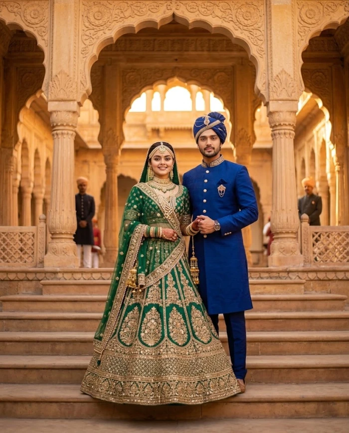 Royal Palace Wedding Couple Editorial sample