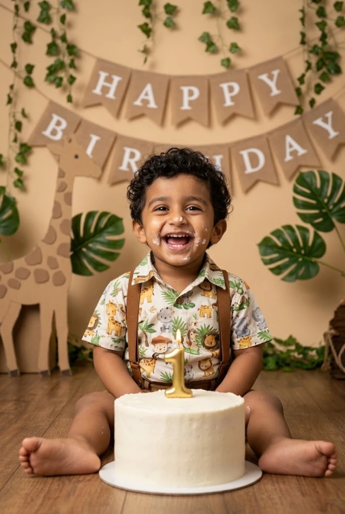 Safari-Themed First Birthday Cake Smash sample