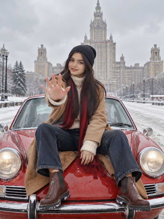 Snowy Streets Vintage Fashion Look sample