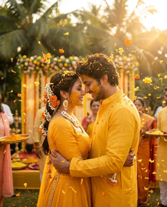 Sun-Kissed Haldi Couple Photoshoot sample