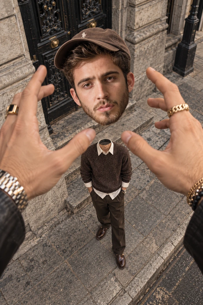 Surreal Giant Head Street Style Portrait sample