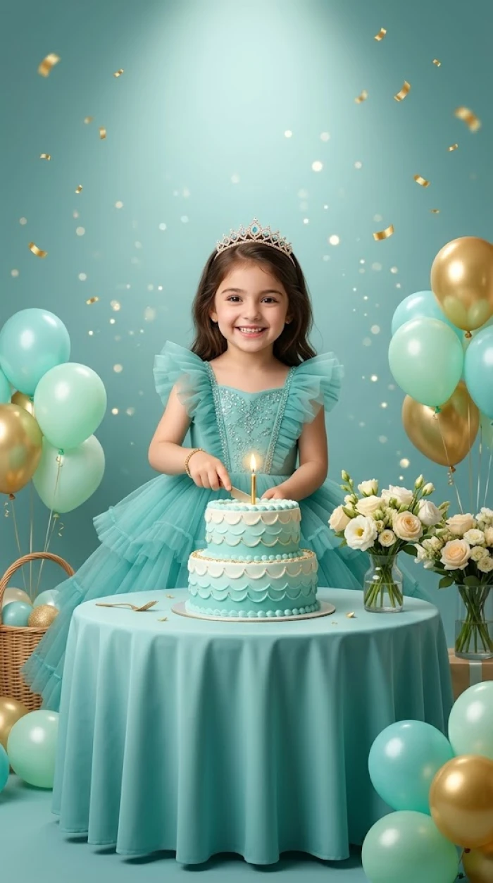 Teal Princess Birthday Cake Moment sample