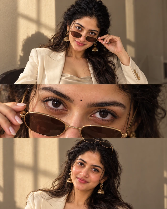 Three Panel Sunglasses Fashion Editorial Collage sample