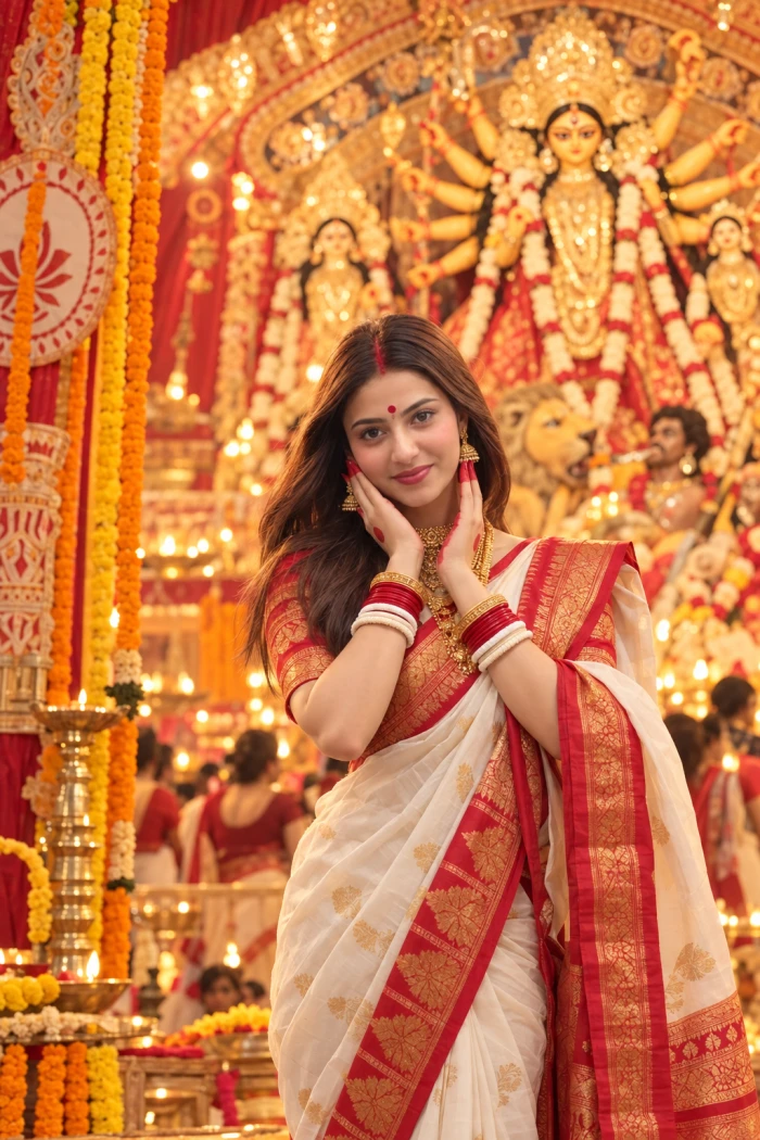 Traditional Bengali Durga Puja Look
