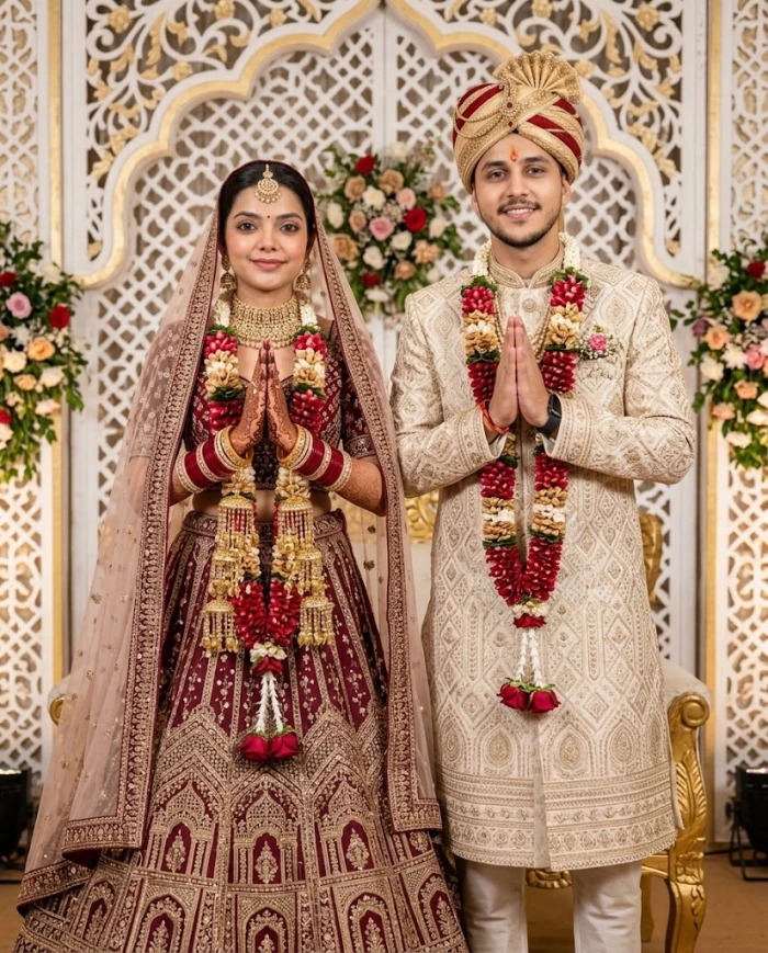 Traditional Bride & Groom Namaste Pose sample