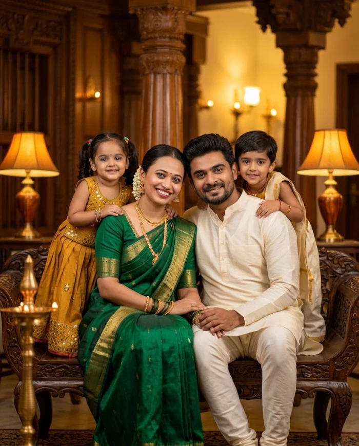 Traditional Indian Family Heritage Portraiture
