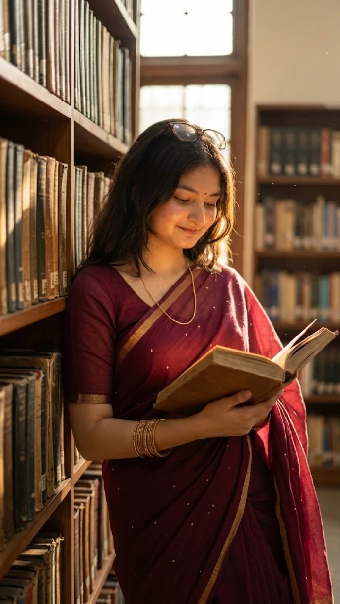Vintage Library Saree Look sample