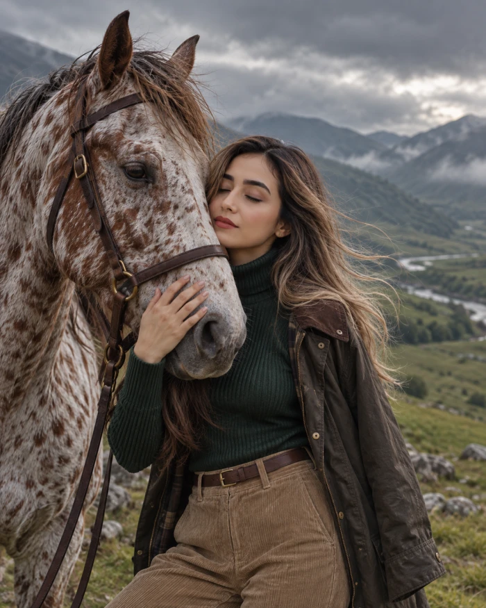 Windswept Highland Horse Portrait sample