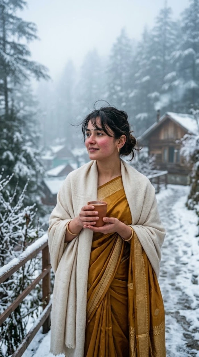 Winter Hill Town Saree Portrait sample